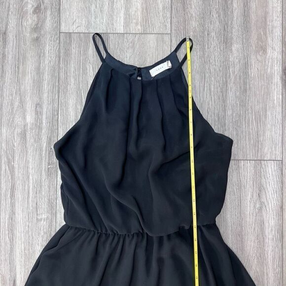 LUSH Women's Black Halter Pleated Chiffon‎ Skater Mini Blouson Dress Size XS - Picture 2 of 8